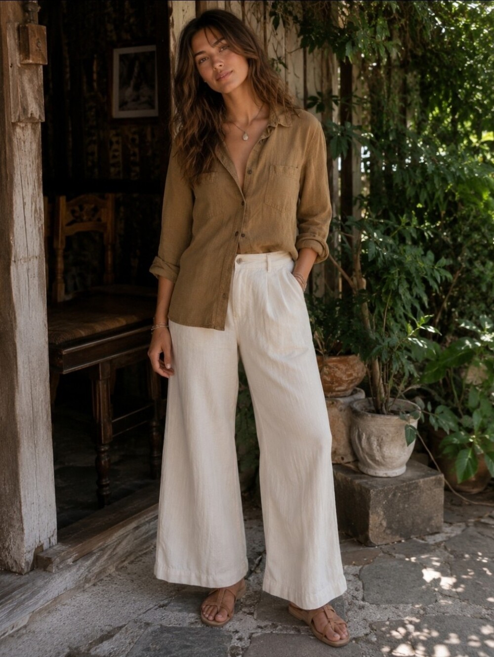C&C California Linen Longsleeve Collard Button Front Shirt